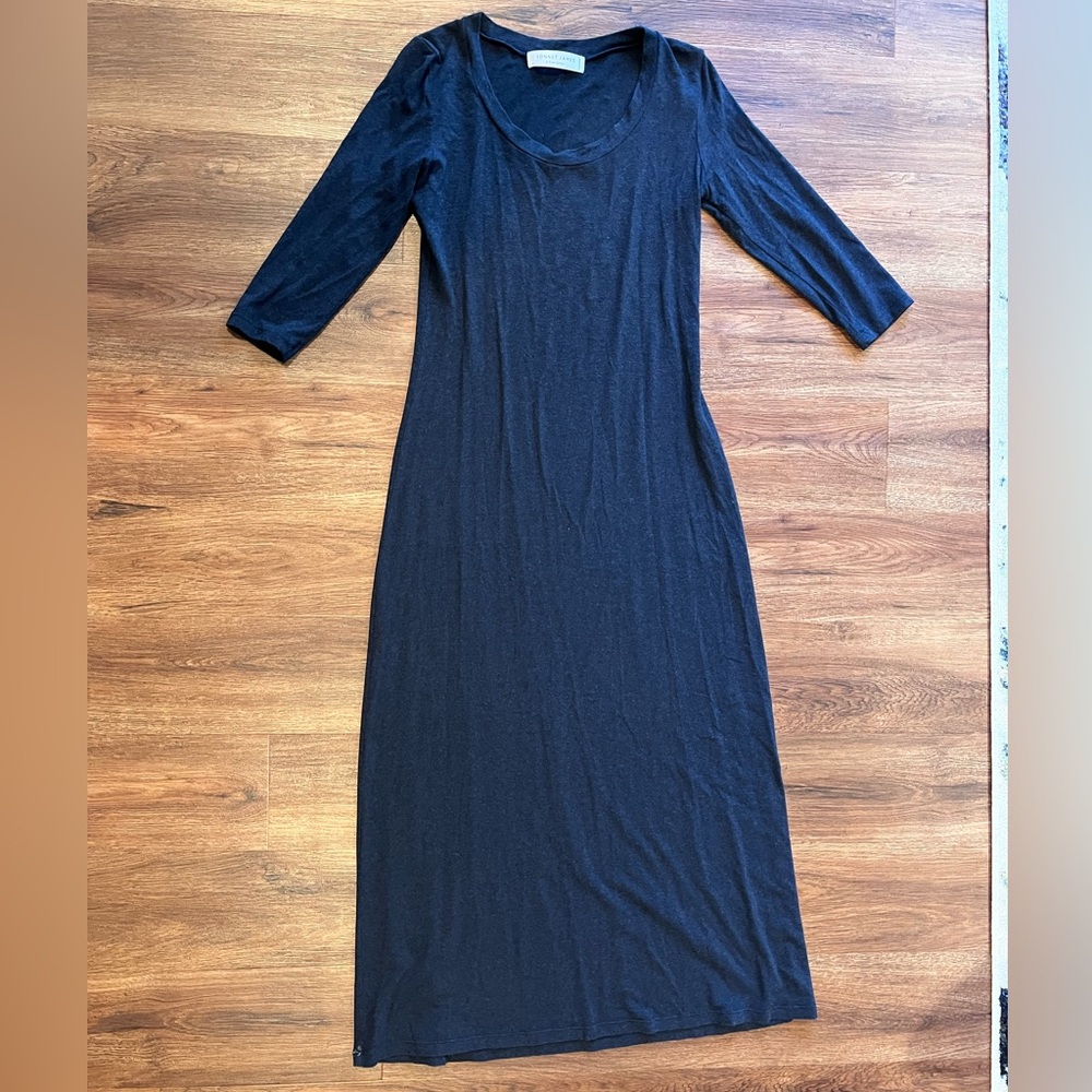 SONNET JAMES Navy Blue Stretchy Maxi Dress Scoop Neck Comfortable Size XS